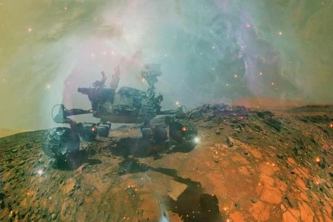 Curiosity rover. Planet Mars. Elements of this image furnished by NASA. Stock-Fotos