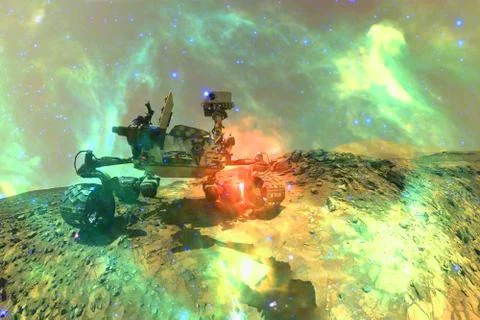 Curiosity rover. Planet Mars. Elements of this image furnished by NASA. Stock Photos