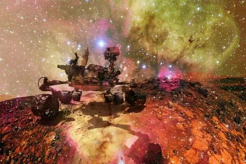 Curiosity rover. Planet Mars. Elements of this image furnished by NASA. Stockfoto's