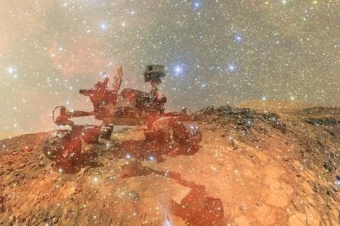 Curiosity rover. Planet Mars. Elements of this image furnished by NASA. Stock Photos