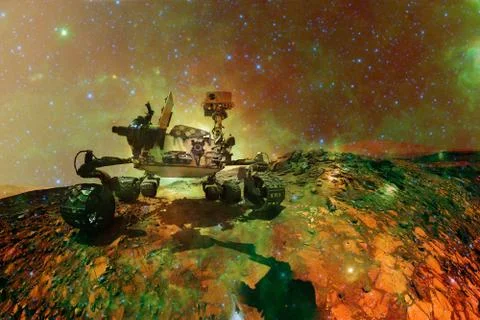 Curiosity rover. Planet Mars. Elements of this image furnished by NASA. Stock Photos