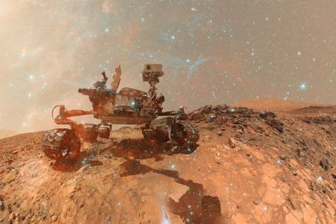 Curiosity rover. Planet Mars. Elements of this image furnished by NASA. Stock Photos