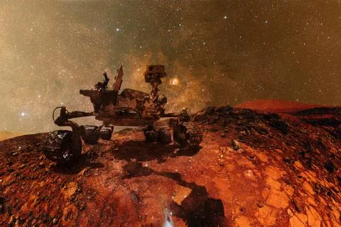 Curiosity rover. Planet Mars. Elements of this image furnished by NASA. 库存照片