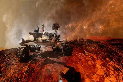  Curiosity rover. Planet Mars. Elements of this image furnished by NASA. C... Foto stock