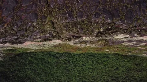 Curious aerial top down view of the top of high Roraima Tepui Rocky Stock Footage 240730564