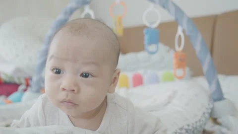 Curious Baby Exploring Play Space Stock Footage 313831134