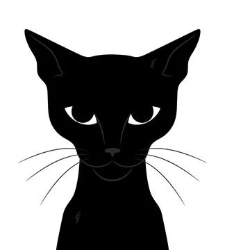 Curious black cat with big ears close up. Cat face. Peeking cat Stock Illustration