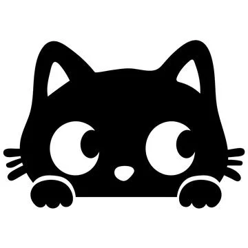 Curious Black Cat Face Ilustración de archivo