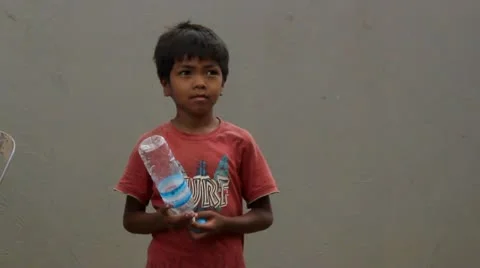 Curious boy with Bottle Video stock 19745569