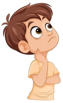 Curious Boy Contemplating a Question イラスト素材
