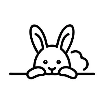 Curious Bunny Over Ledge - Cute Animal Discovery Illustration Stock Illustration