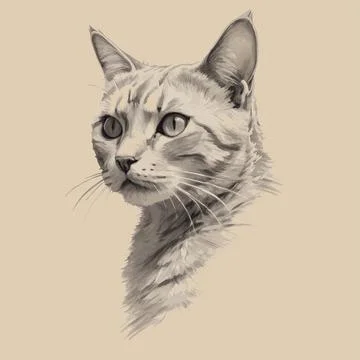 Curious cat with piercing eyes Stock Illustration