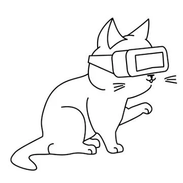 Curious cat with vr glasses Stock Illustration