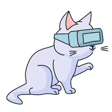 Curious cat with vr glasses Illustrazione stock