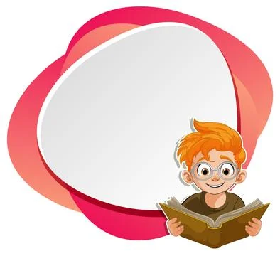 Curious Child Reading with Speech Bubble Stock Illustration