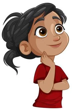 Curious Child Thinking with a Smile Illustrazione stock