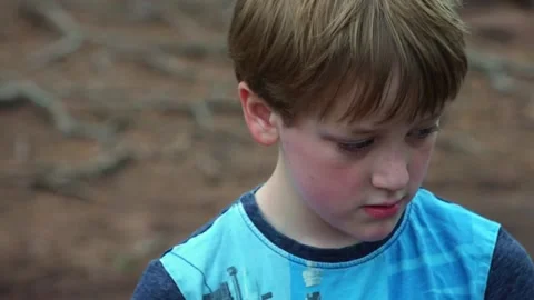 Curious child in the woods Stock Footage 132737582