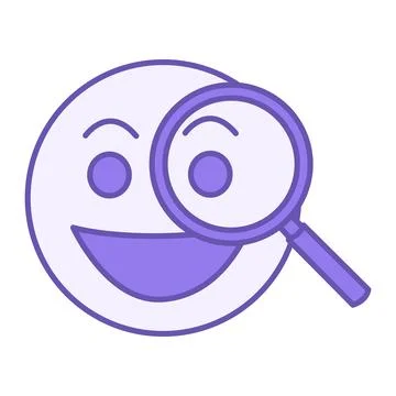 Curious Colored Icon. Vector Icon of Smiling Face and Magnifying Glass. Emo.. Stock Illustration