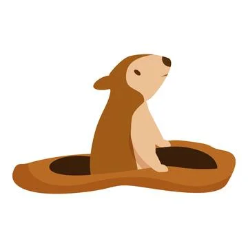 Curious groundhog emerging from its burrow Stock Illustration