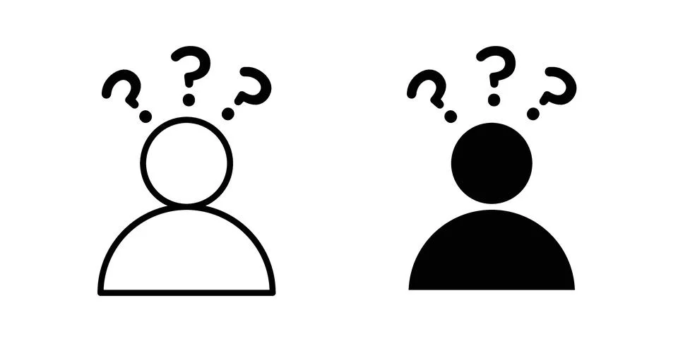 Curious human icon linear versions pack on white background Illustrazione stock