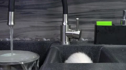 A curious kitten has climbed onto the kitchen table and is exploring the kitc 스톡 동영상 221855374