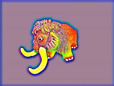 A curious mammoth looks down in Flora style Stock Illustration