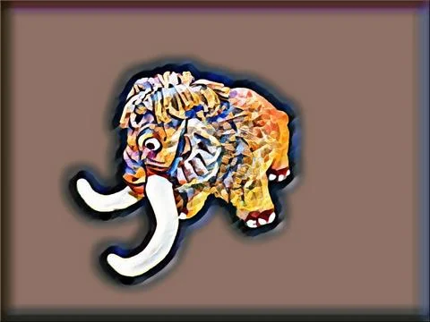 A curious mammoth looks down in Geode style Illustrazione stock