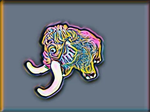 A curious mammoth looks down in Highlight style Stock-Illustration