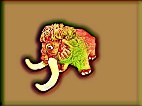 A curious mammoth looks down in Let it Snow style Stock Illustration