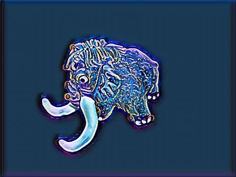 A curious mammoth looks down in Midnight style Illustrazione stock