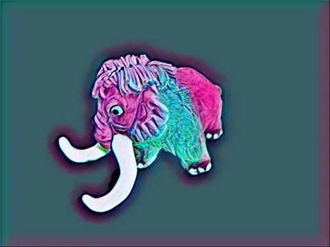 A curious mammoth looks down in Moonlight style Stock Illustration