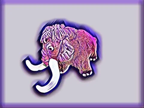 A curious mammoth looks down in Nightcore style Stock-Illustration