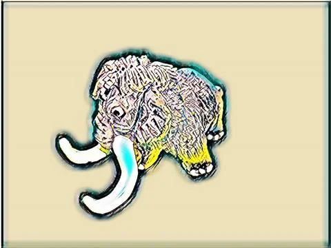 A curious mammoth looks down in Pop Sketch style Stock Illustration