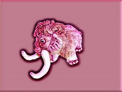 A curious mammoth looks down in Pretty in Pink Illustrazione stock