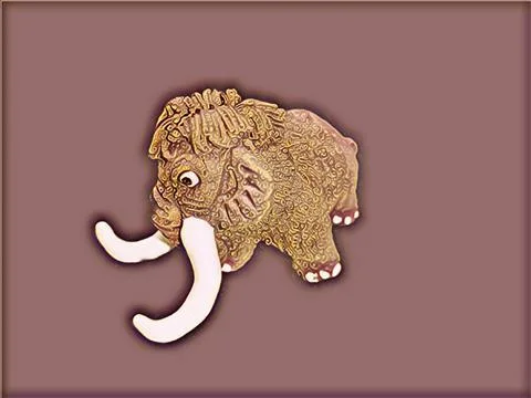 A curious mammoth looks down in Rose Gold style 스톡 일러스트