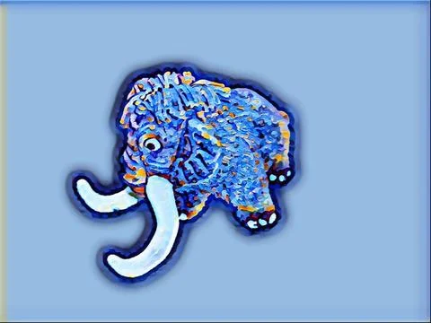 A curious mammoth looks down in Winter Blues style 스톡 일러스트