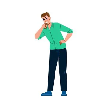 Curious man leaning forward and observing something interesting Stock Illustration