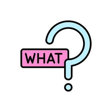 Curious WHAT Icon with Oversized Question Mark in Pastel Design Stock Illustration