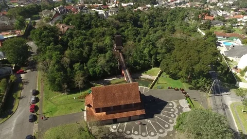 Curitiba, Aerial view Bosque do Alemao Park. Parana - Brazil. July, 2017. Stock Footage