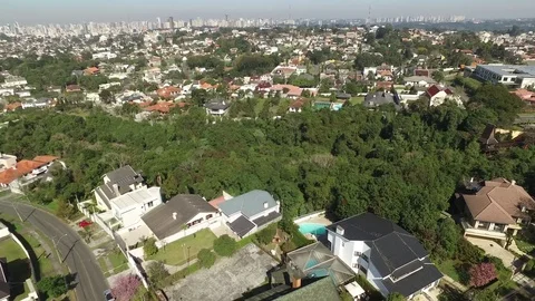 Curitiba, Aerial view Bosque do Alemao Park. Parana - Brazil. July, 2017. Stock Footage