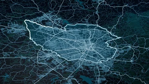 Curitiba Brazil Glowing Digital Map Animation 4K Video stock 337602679