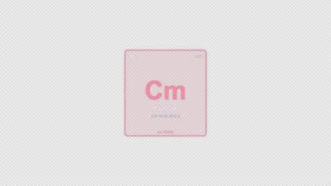 Curium Cm Periodic Table Element Tile Labeled Animation Video Overlay Alpha 4K Видео 339364614