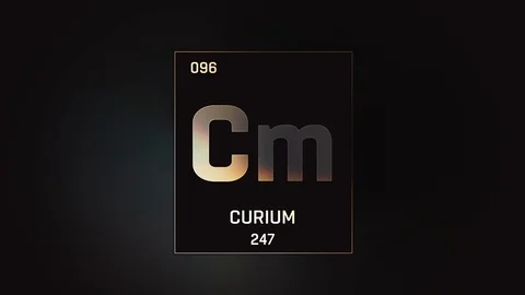 Curium as Element 96 of the Periodic Table 3D illustration on grey background Stock-Footage 120583605