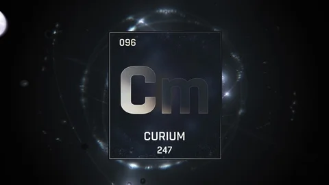 Curium as Element 96 of the Periodic Table 3D illustration on silver background Stock-Footage 120584381