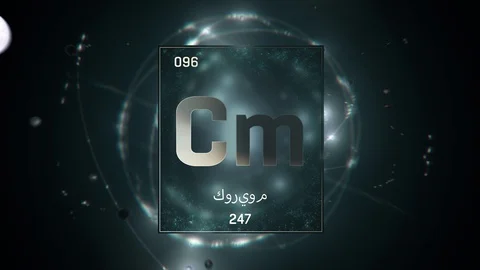 Curium as Element 96 of the Periodic Table 3D illustration on green background Stock Footage 128778466