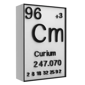 Curium,Phosphorus on the periodic table of the elements on white blackgroun.. Stock Photos
