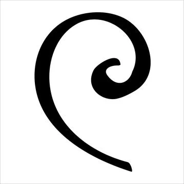 Curl black design element on white background. Vector doodle spiral Stock Illustration