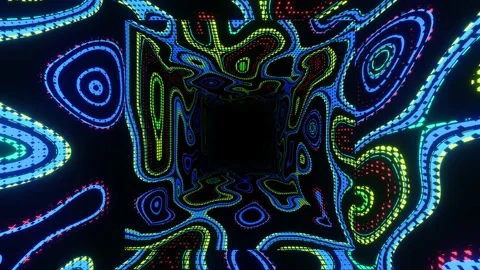 Curl noise pattern. 4k seamless looped animation. Fly through mirror tunnel with Stock Footage 238404515