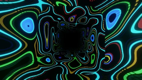 Curl noise pattern. 4k seamless looped animation. Fly through mirror tunnel with Stock Footage 239574899