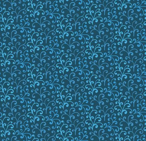 Curl seamless pattern. Blue night floral pattern for textile, cloth, wrapping Stock Illustration